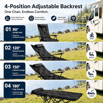 Portable, adjustable folding chair for outdoor use – Lightweight, sturdy & versatile