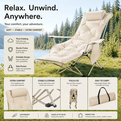Portable, adjustable folding chair for outdoor use – Lightweight, sturdy & versatile