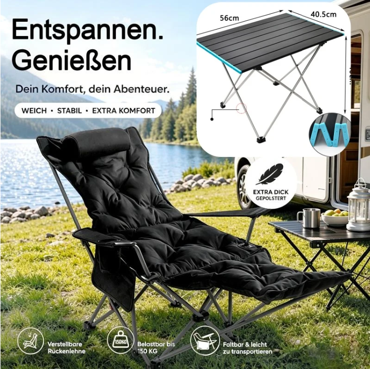 Portable, adjustable folding chair for outdoor use – Lightweight, sturdy & versatile