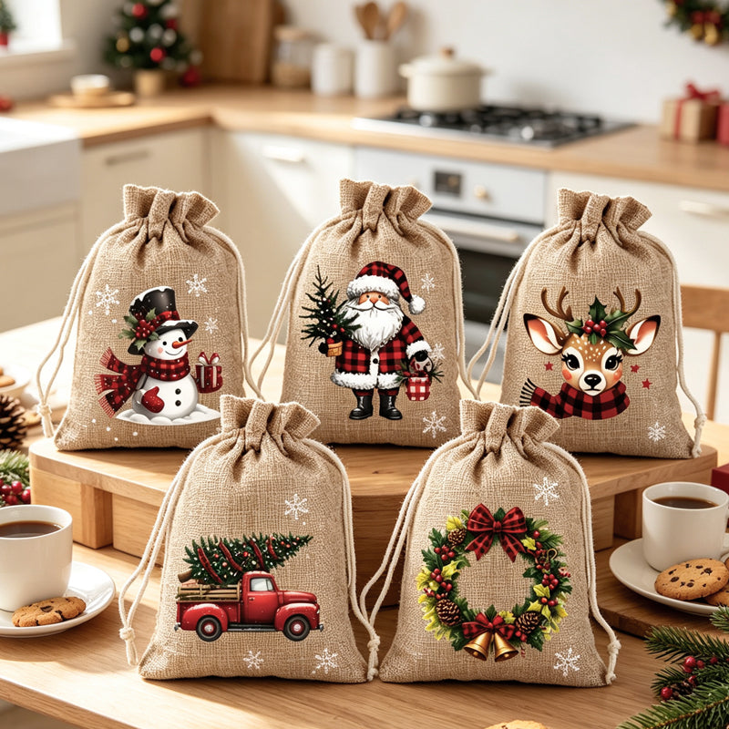 Christmas Drawstring Gift Bags