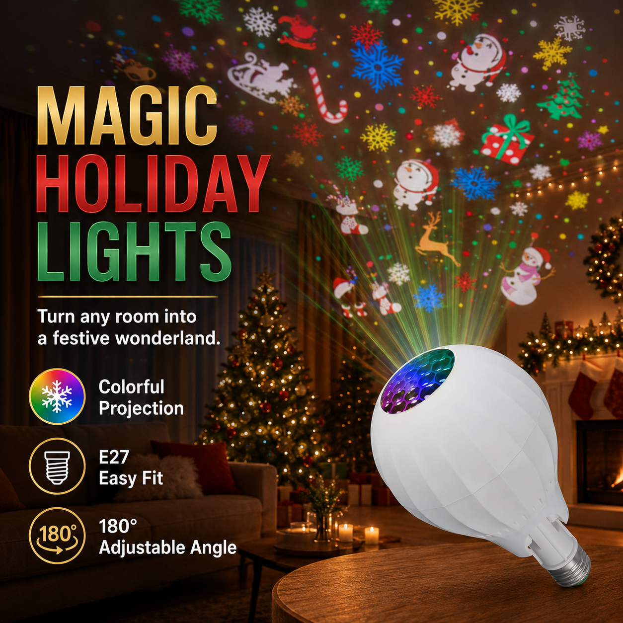 💥Rotating Christmas Projector Bulb | 16 Patterns