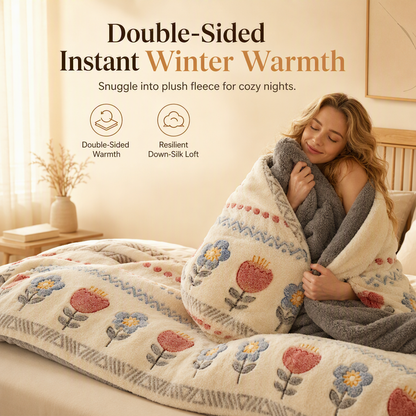 Double-Sided Sherpa Fleece Comforter – Warm & Cozy Winter Quilt with Soft Velvet Feel