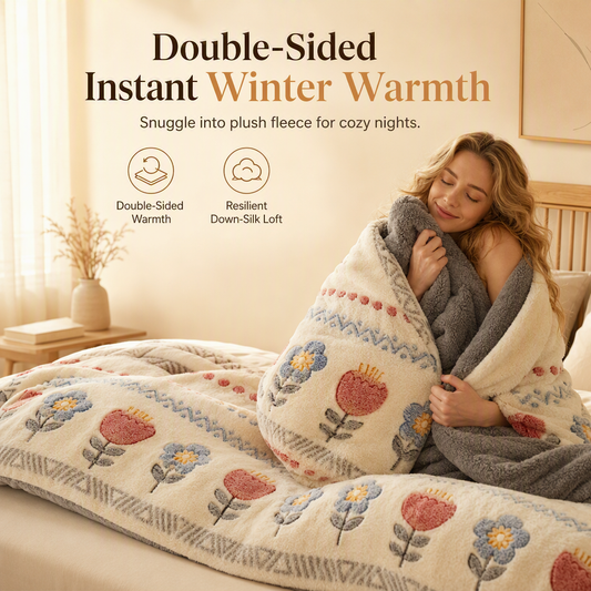 Double-Sided Sherpa Fleece Comforter – Warm & Cozy Winter Quilt with Soft Velvet Feel
