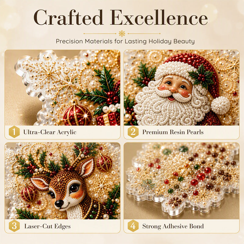 5D DIY Christmas Ornament – Sparkling Beads & Acrylic, 3D Glow, Easy to Make. Perfect for the Tree, Window & Gifts!