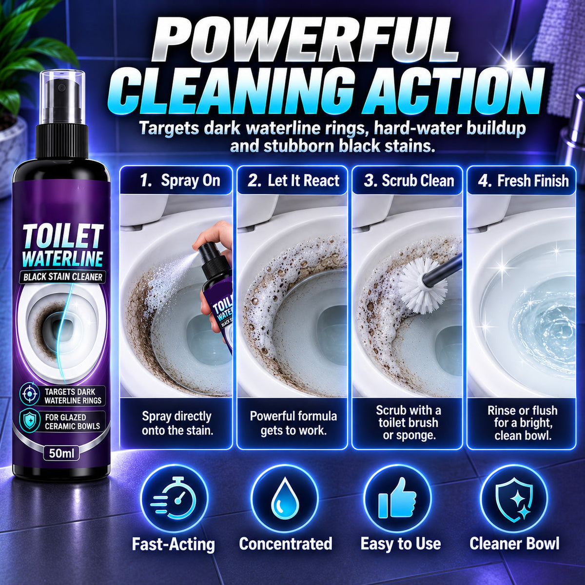 Toilet Bowl Waterline Cleaner Spray