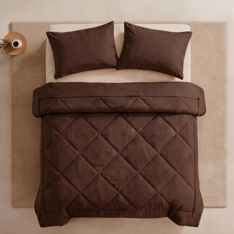 3-Piece Quilted Comforter Set with Shams – All-Season Microfiber