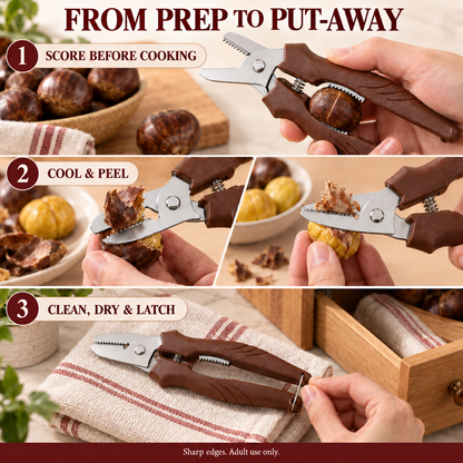 2-in-1 Chestnut Shear – Dual-Edge, Labor-Saving, Safe