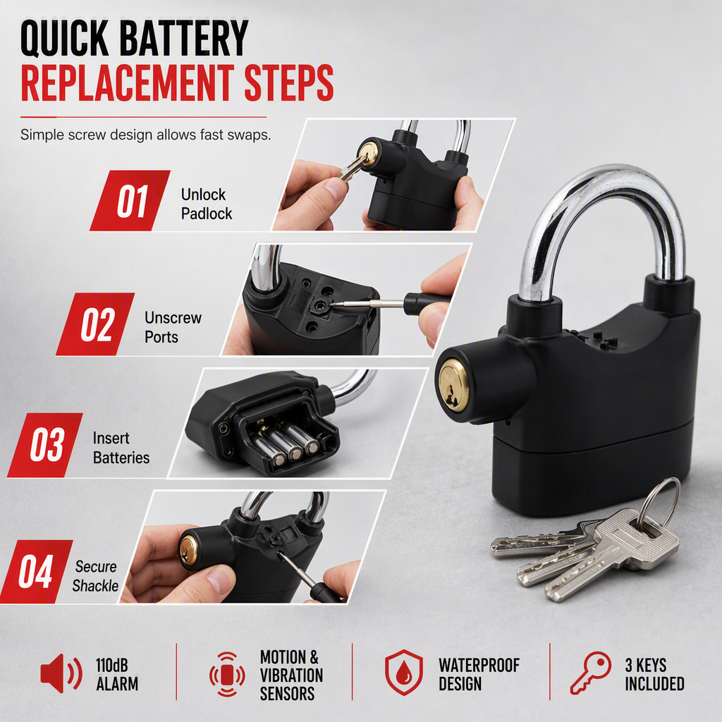 Heavy-Duty Aluminum Alloy Alarm Padlock