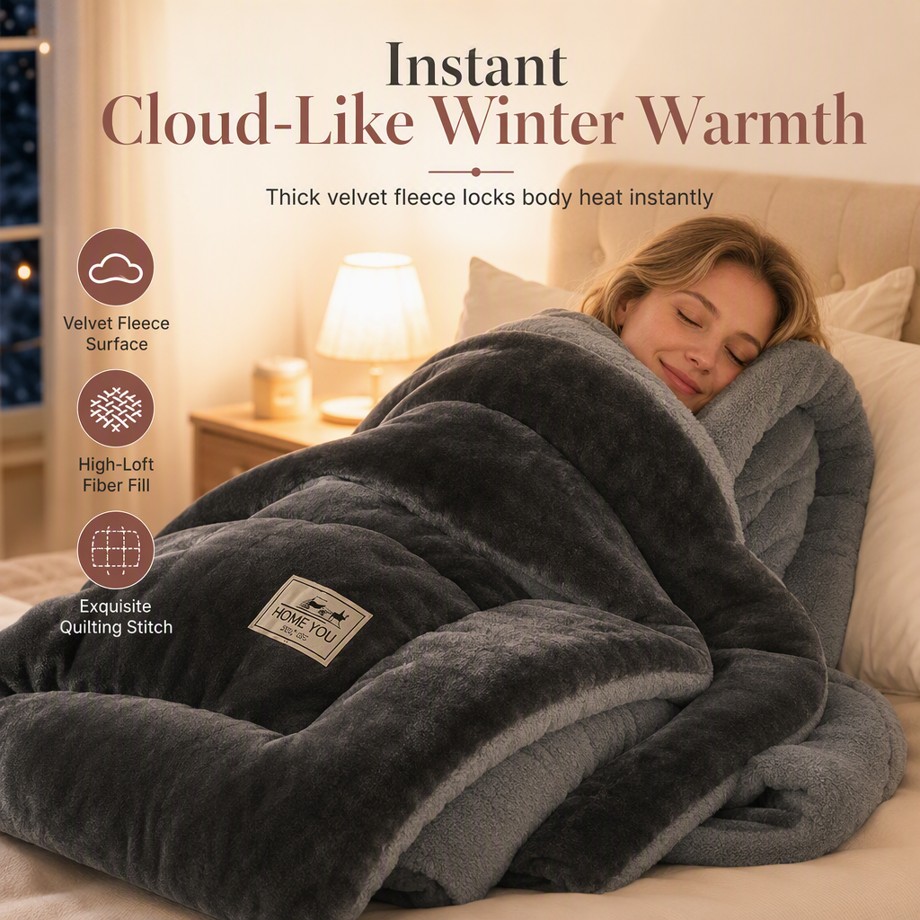 Thick Warm Milk Velvet Winter Comforter & Ultra-Soft Fleece Duvet Insert