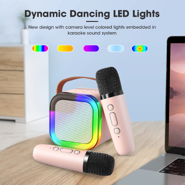 Mini Karaoke Machine for Kids with Wireless Microphones