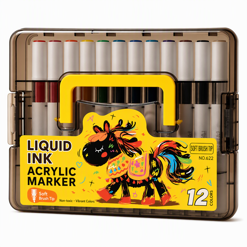 Washable Liquid Acrylic Markers with Soft Brush Tips