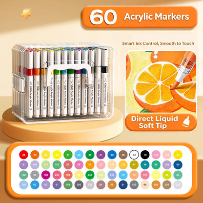Washable Liquid Acrylic Markers with Soft Brush Tips
