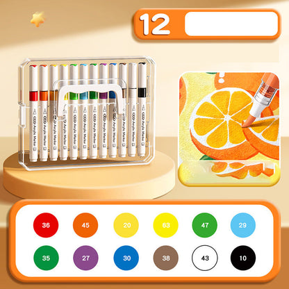Washable Liquid Acrylic Markers with Soft Brush Tips