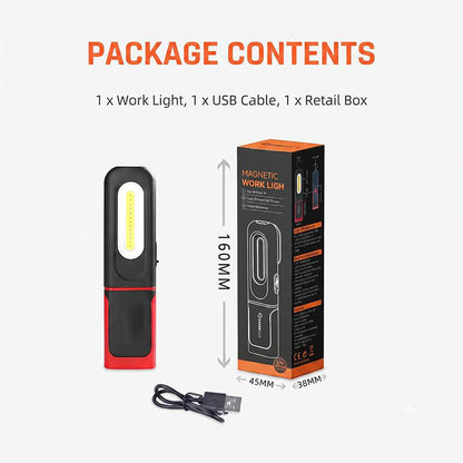 Rechargeable COB LED Work Light – Magnetic Base & 360° Rotation