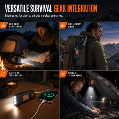 Portable Hand Crank and Solar Powered Flashlight