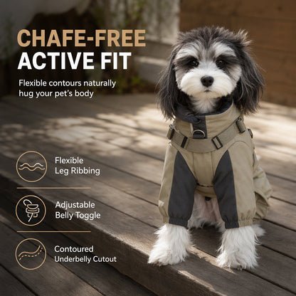 Waterproof Fleece-Lined Winter Dog Jacket with Integrated Leash D-Ring