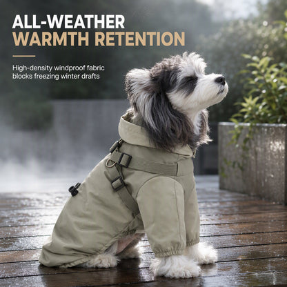 Waterproof Fleece-Lined Winter Dog Jacket with Integrated Leash D-Ring