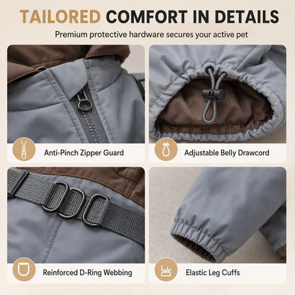 Waterproof Fleece-Lined Winter Dog Jacket with Integrated Leash D-Ring