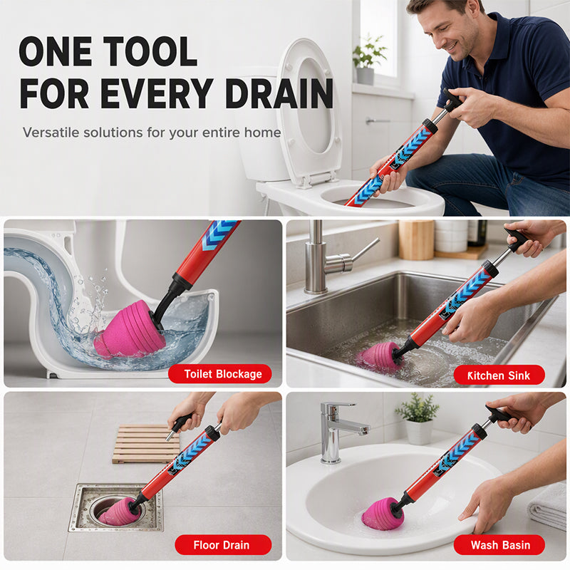 High-Pressure Air Drain Unclogger for Toilets and Pipes
