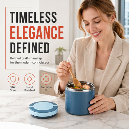 Insulated Stainless Steel Lunch Box with Lid – Stackable Food Container