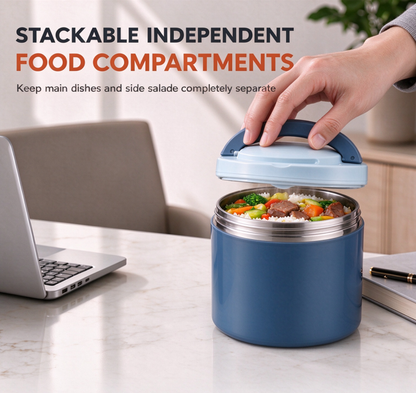 Insulated Stainless Steel Lunch Box with Lid – Stackable Food Container