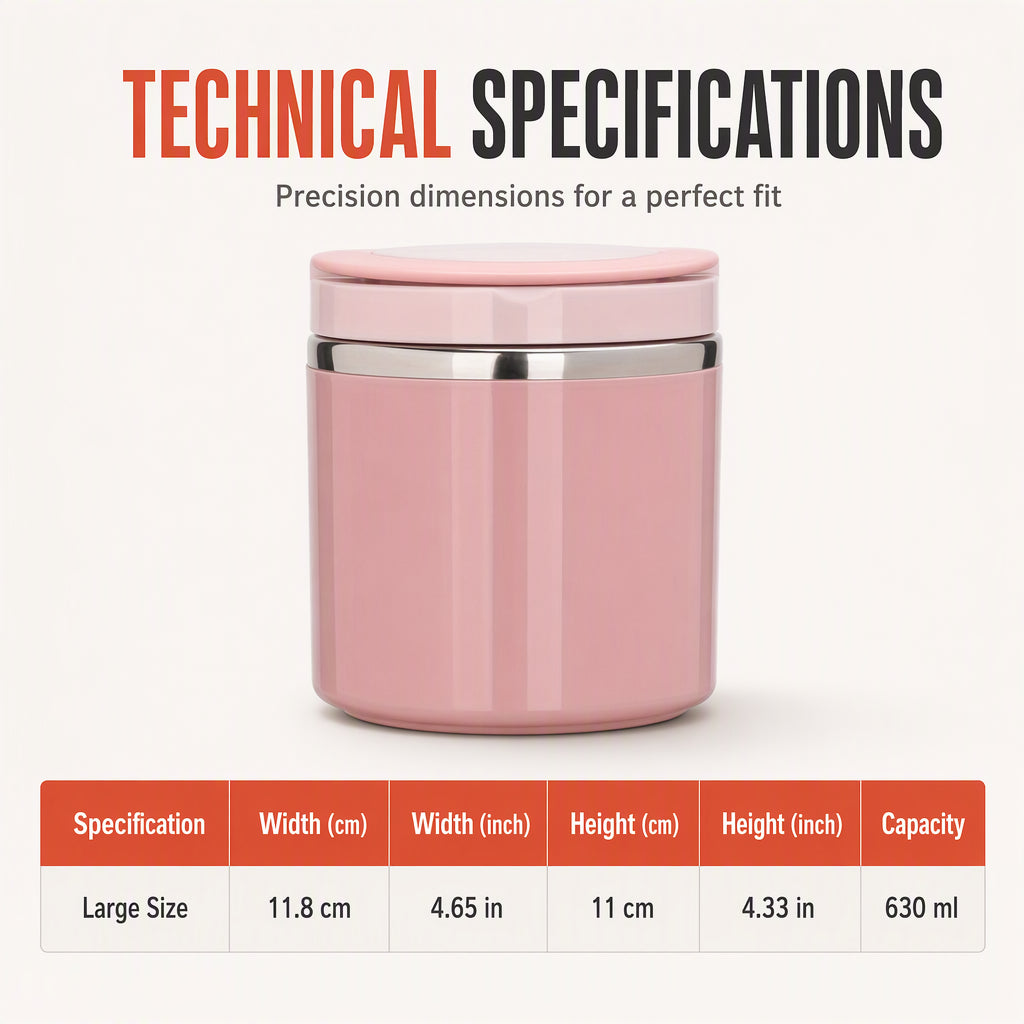 Insulated Stainless Steel Lunch Box with Lid – Stackable Food Container