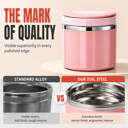 Insulated Stainless Steel Lunch Box with Lid – Stackable Food Container