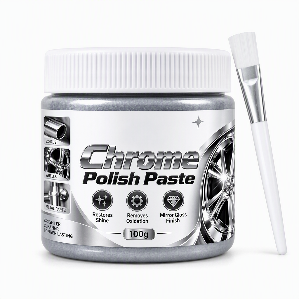Metal Chrome Polish & Restorer Paste with Brush
