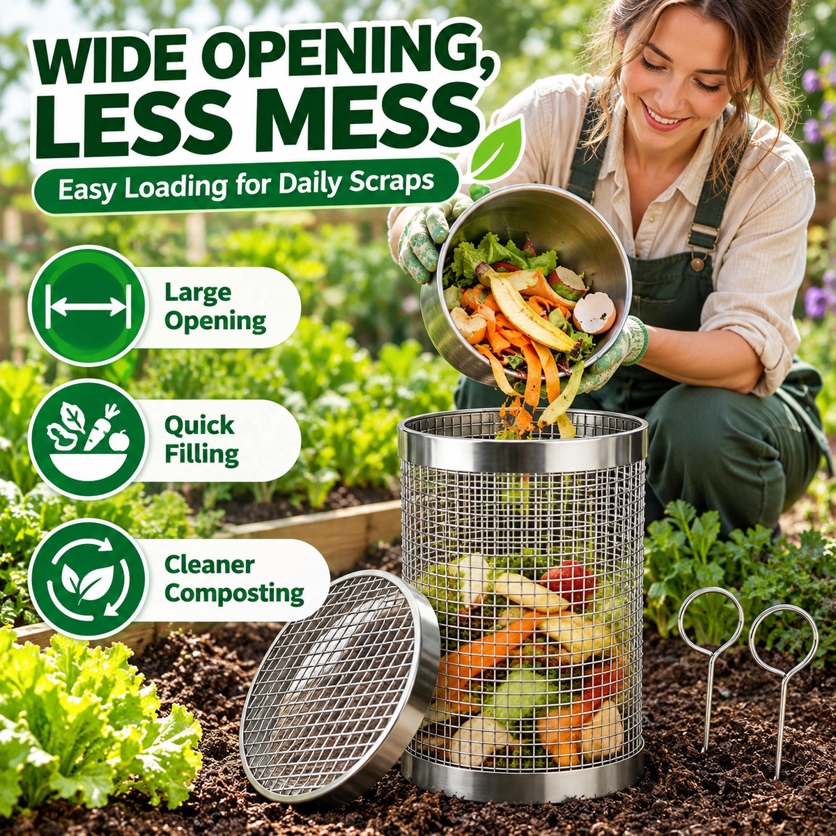 Stainless Steel Worm Composting Tube for Gardens