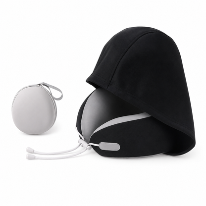 Hooded Travel Neck Pillow with Carrying Pouch