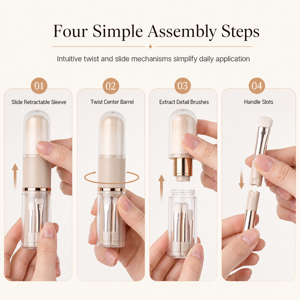 Portable Retractable Makeup Brush Set
