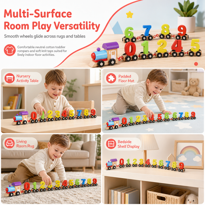 Magnetic Wooden Number Train, Early Learning Counting Toy, Perfect Gift for Toddlers Boys Girls