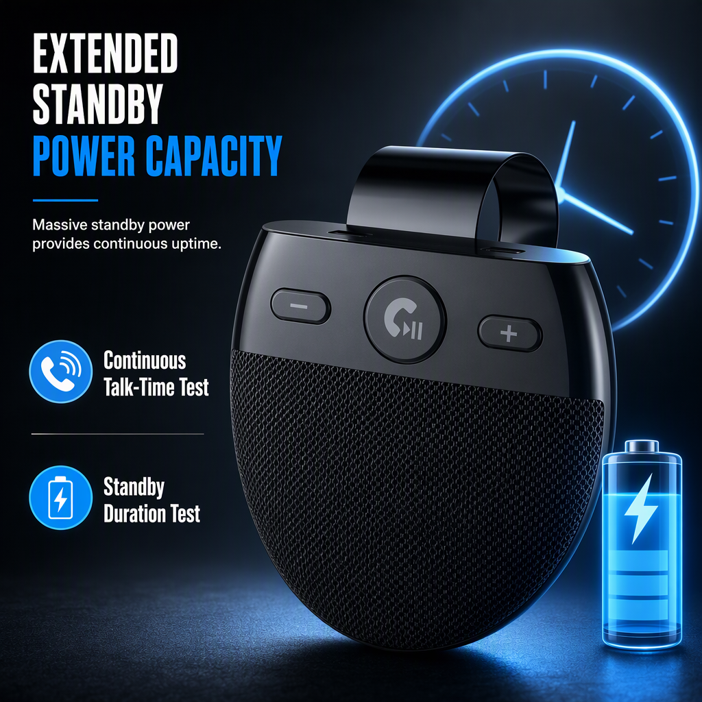 Bluetooth 5.0 Car Sun Visor Speakerphone | Vibration Auto On Hands-Free Call Kit with Caller ID & Dual Device Connection
