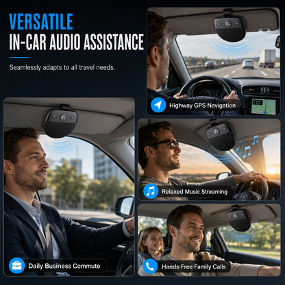 Bluetooth 5.0 Car Sun Visor Speakerphone | Vibration Auto On Hands-Free Call Kit with Caller ID & Dual Device Connection