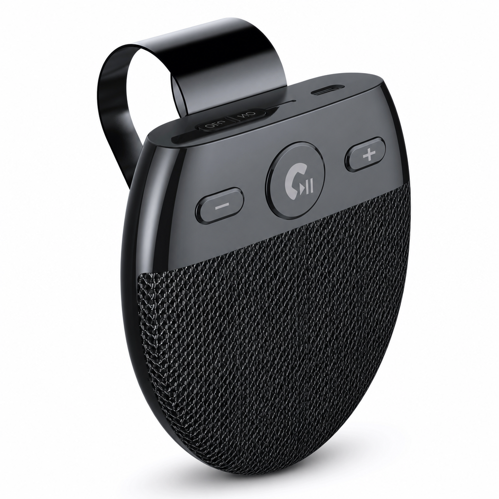 Bluetooth 5.0 Car Sun Visor Speakerphone | Vibration Auto On Hands-Free Call Kit with Caller ID & Dual Device Connection