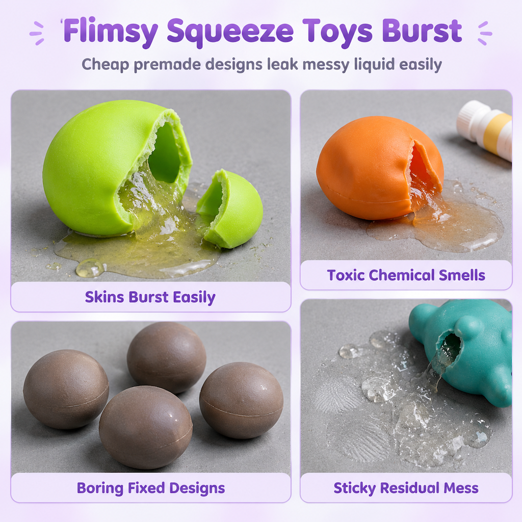 DIY Squeeze Ball Making Kit – mix colorful clay & sparkling fillers, leak-proof slow-rising fun