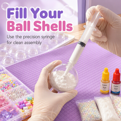 DIY Squeeze Ball Making Kit – mix colorful clay & sparkling fillers, leak-proof slow-rising fun