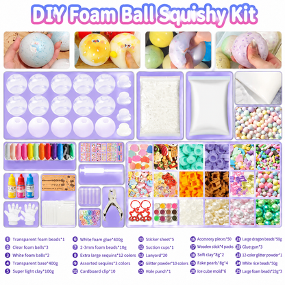 DIY Squeeze Ball Making Kit – mix colorful clay & sparkling fillers, leak-proof slow-rising fun