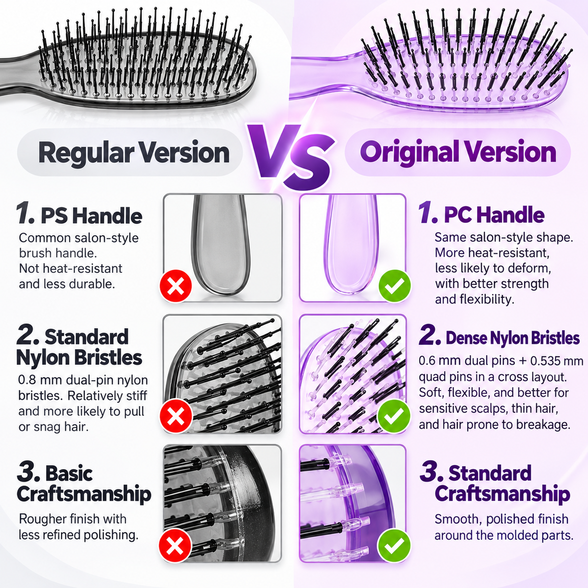 Detangle Knots Instantly! Gentle Portable Scalp Massage Hairbrush