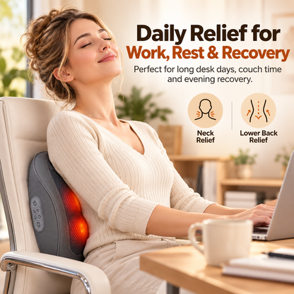 Ergonomic Lumbar Support and Heated Neck Massager Pillow