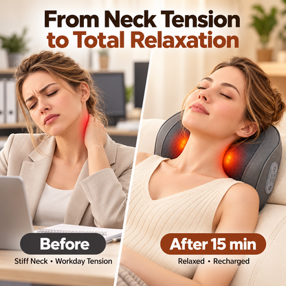 Ergonomic Lumbar Support and Heated Neck Massager Pillow