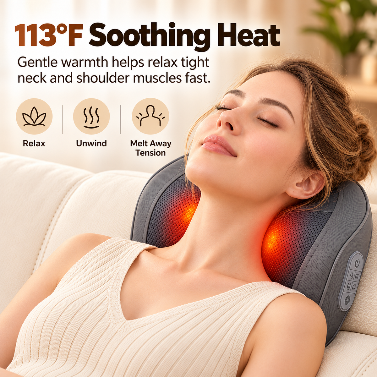 Ergonomic Lumbar Support and Heated Neck Massager Pillow