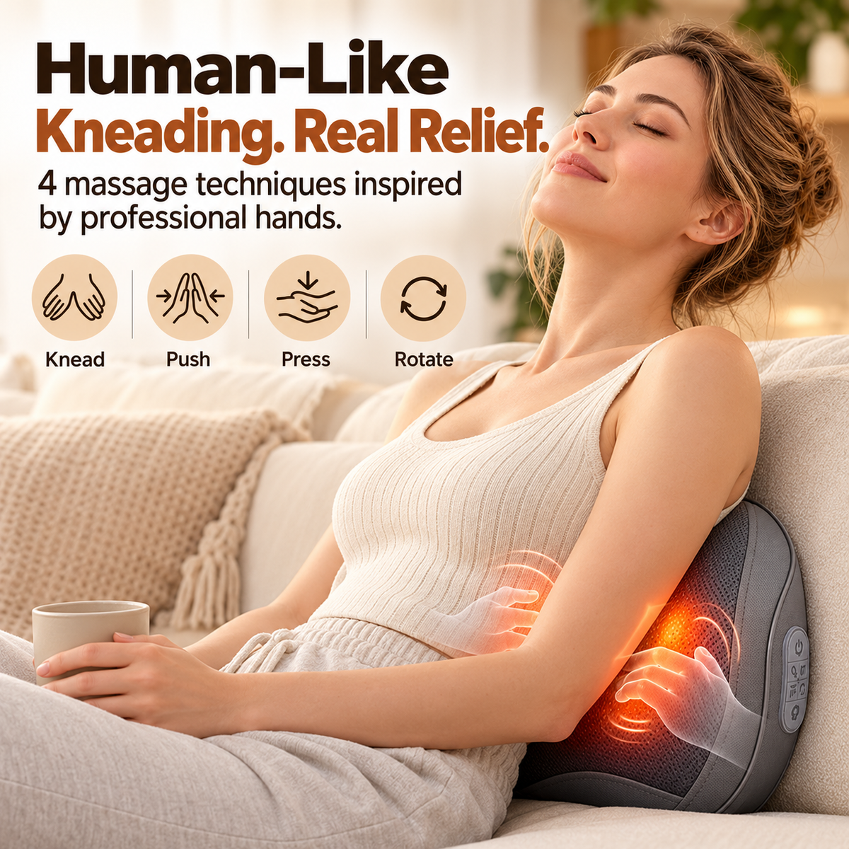 Ergonomic Lumbar Support and Heated Neck Massager Pillow