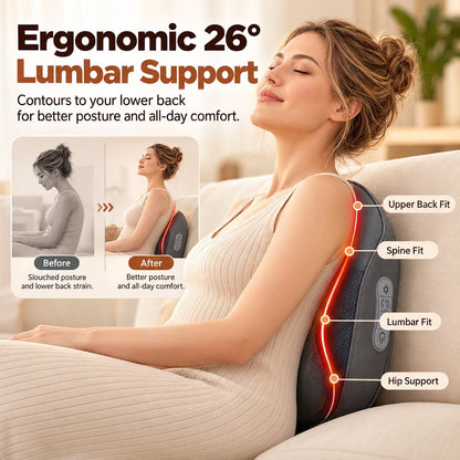 Ergonomic Lumbar Support and Heated Neck Massager Pillow