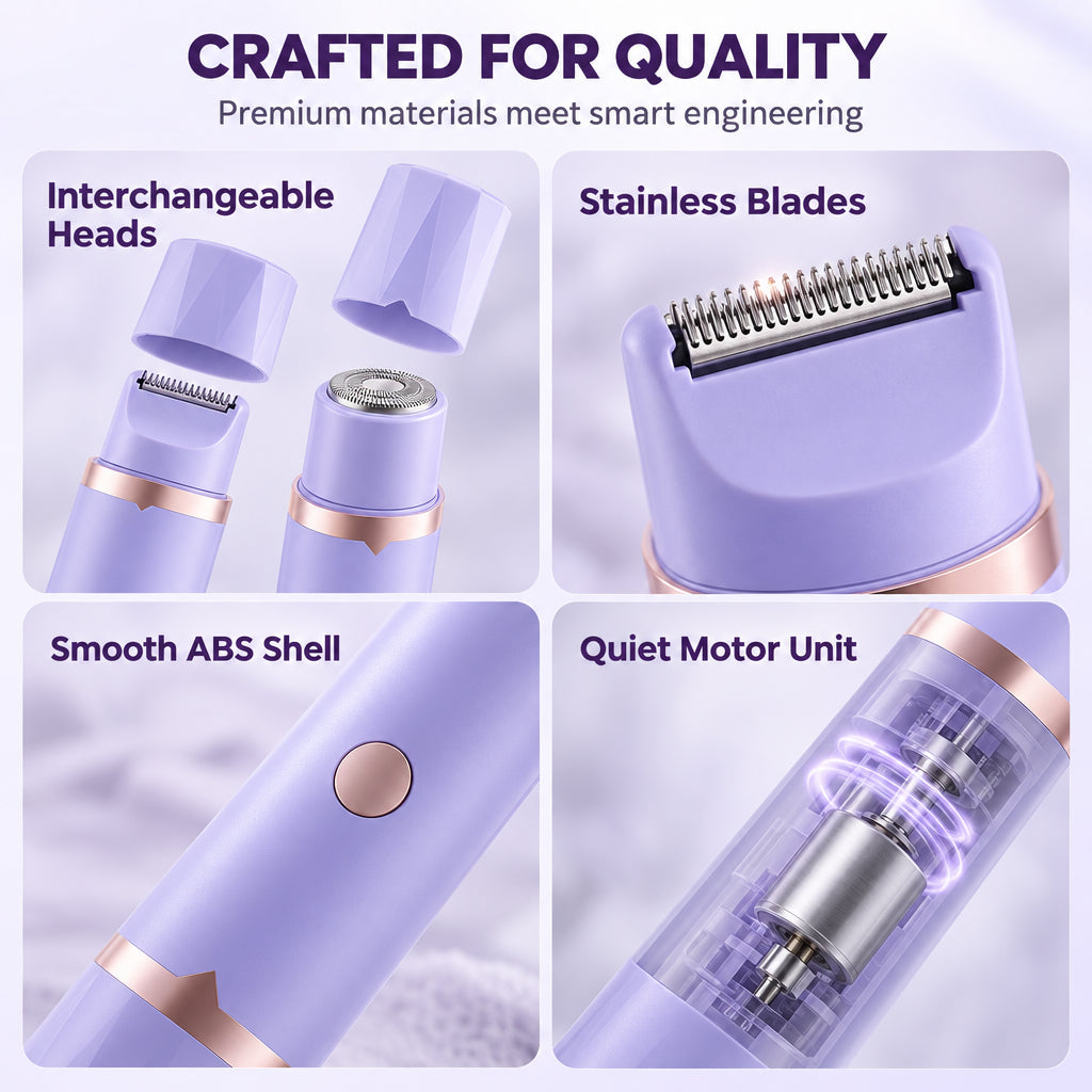 Portable Electric Hair Remover – dual-head body & bikini trimmer, gentle foil mesh & sensitive-area guards