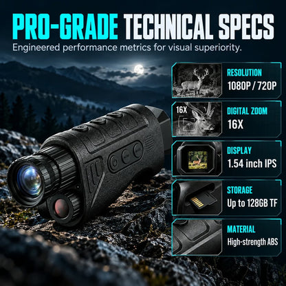 1080P HD Night Vision Monocular – 16X Digital Zoom for Outdoor Adventures & Wildlife Viewing