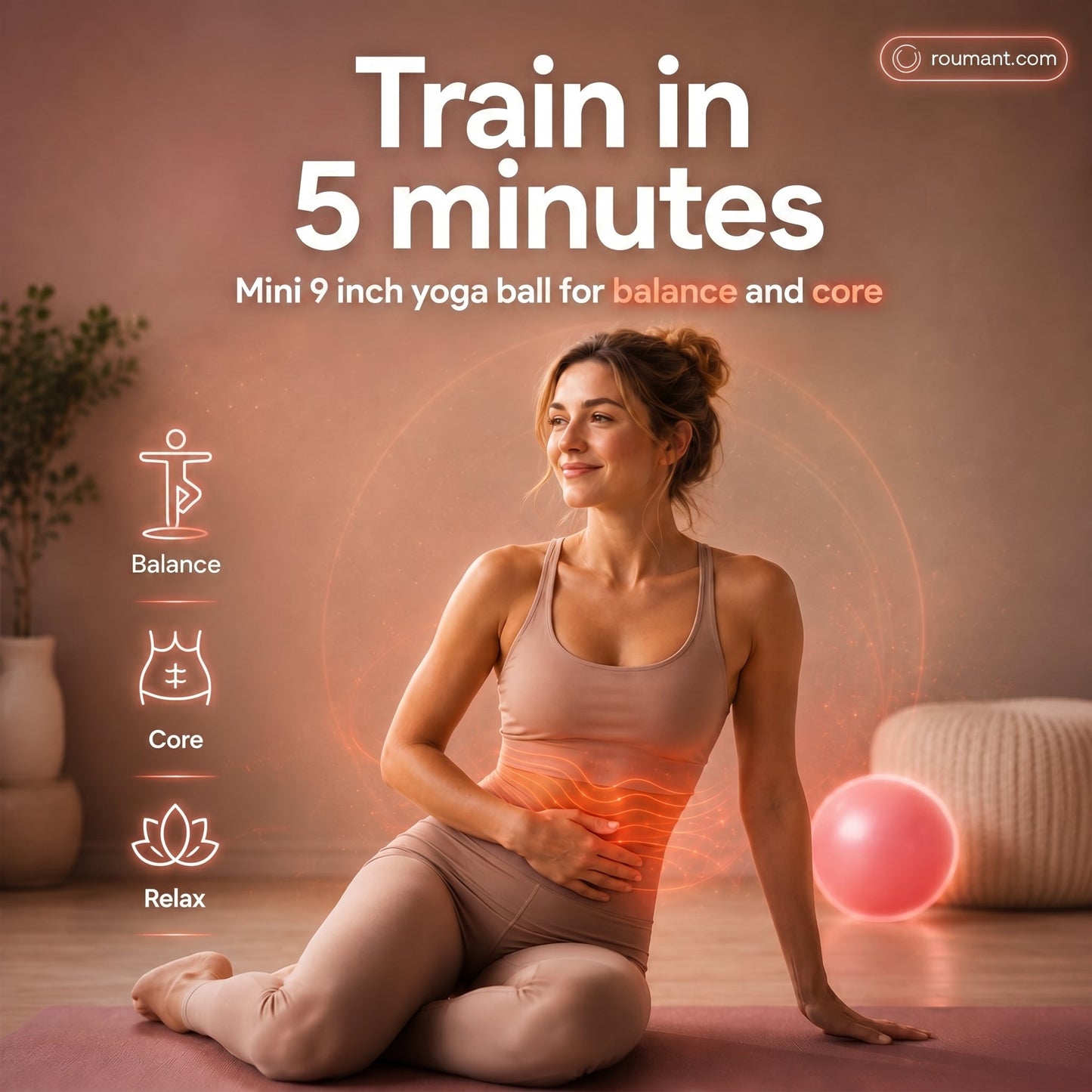💜9-inch Anti-Burst Pilates Ball with Pump