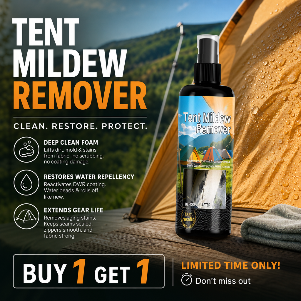 🧴Outdoor Mildew Stain Cleaner – Spray on, wipes off mold instantly. Eco‑friendly, won‘t ruin waterproofing. Tent, awning, shower curtain – all like new! 🏕️💪