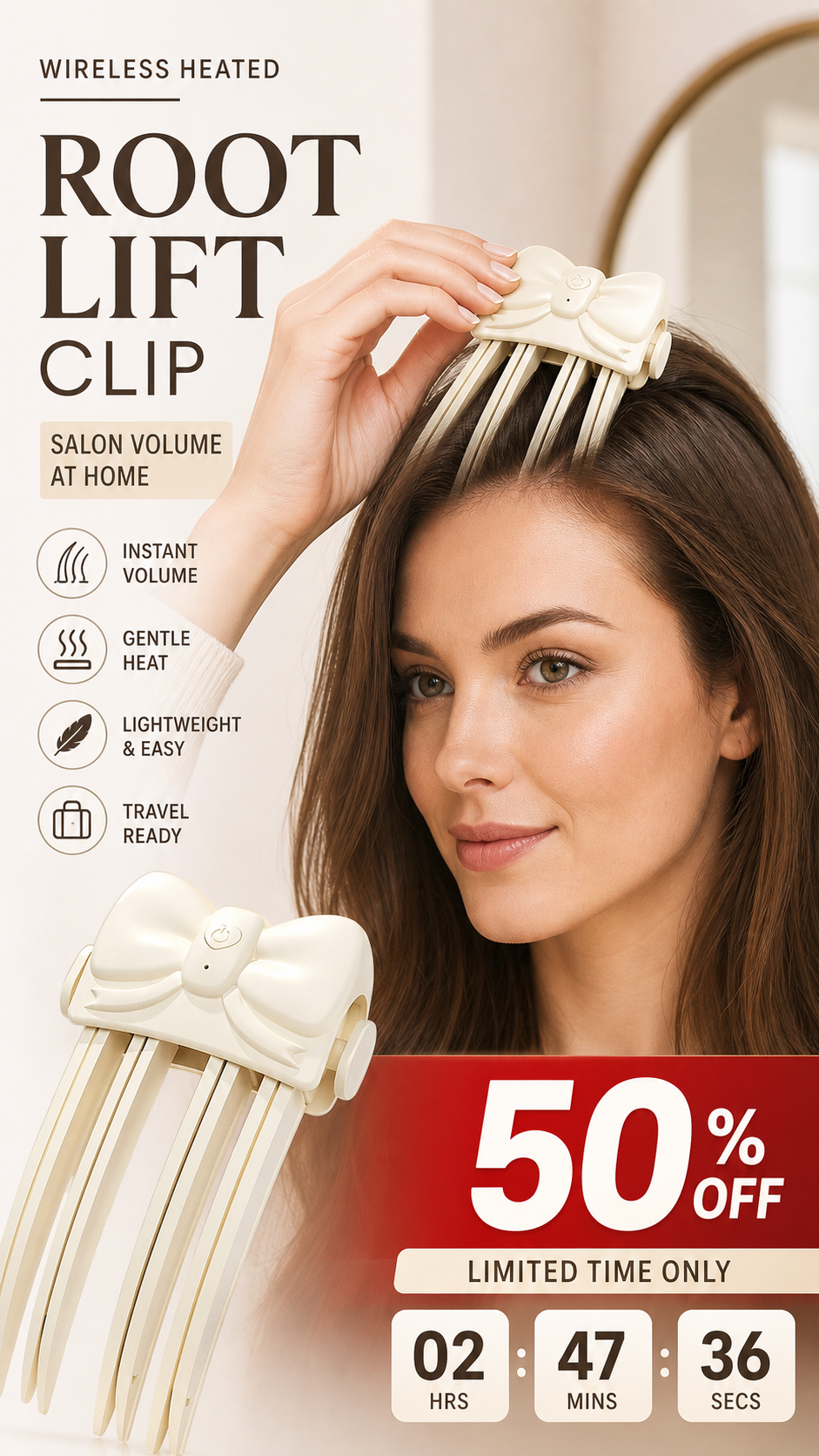 Rechargeable Wireless Hair Root Volumizing Clip