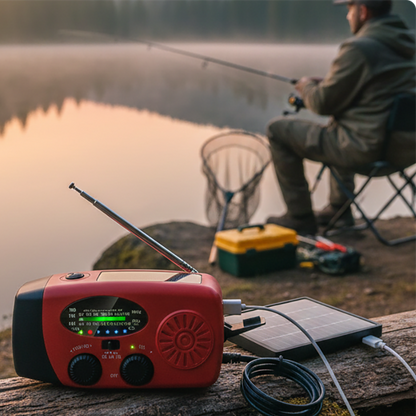 Multifunctional Portable Solar Emergency Radio – Power Bank, Hand Crank & Weather Alert for Outdoor & Crisis Preparedness